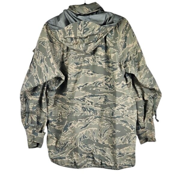 USAF Tiger Stripe Mens Rainsuit Parka Sz M Camouflage Outdoor Cargo Gorpcore - Picture 2 of 12